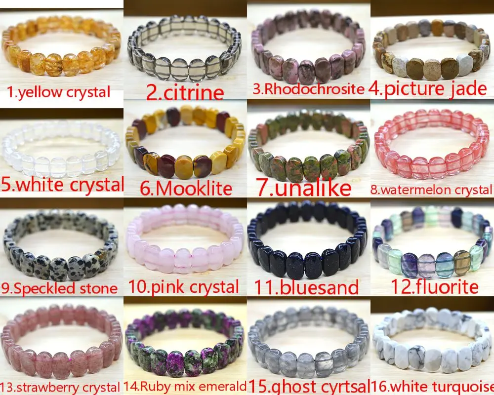 

Natural Gemstone Stone Bracelet Hand Row Crystal Bracelets Faceted Oval For Women Men Gift, Picture shows