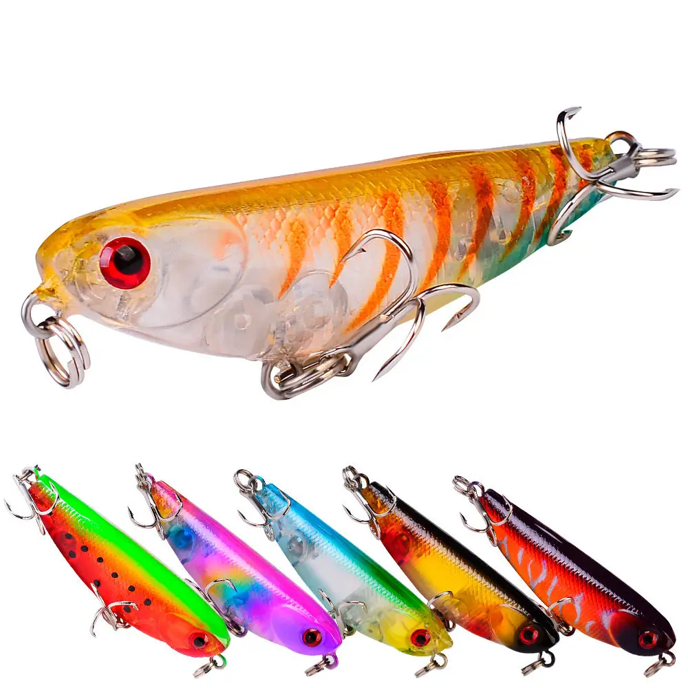 

Pencil Floating Fishing Lure 4.7cm 4.5g Artificial Bass Fishing Gear Saltwater Lures Hard Fish Bait Trolling Lure, 6 colors