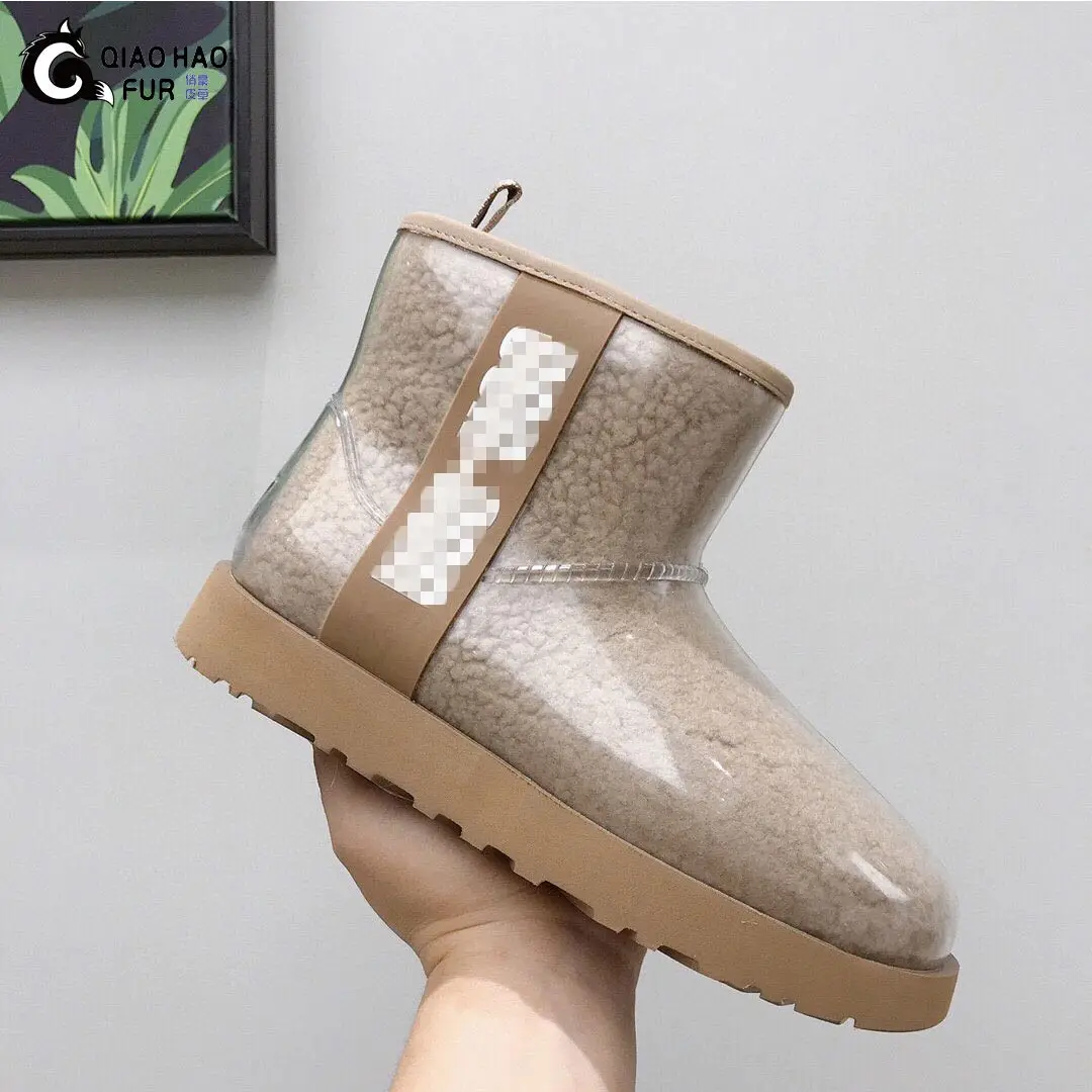 

Wholesale customization Fashionable hairy warm Lady's Fur in one Jelly color fashion snow boots ugh snow boots