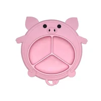 

Low MOQ Factory Price Silicone Baby Pig Shape Children Suction Table FDA Microwave Oven Plate