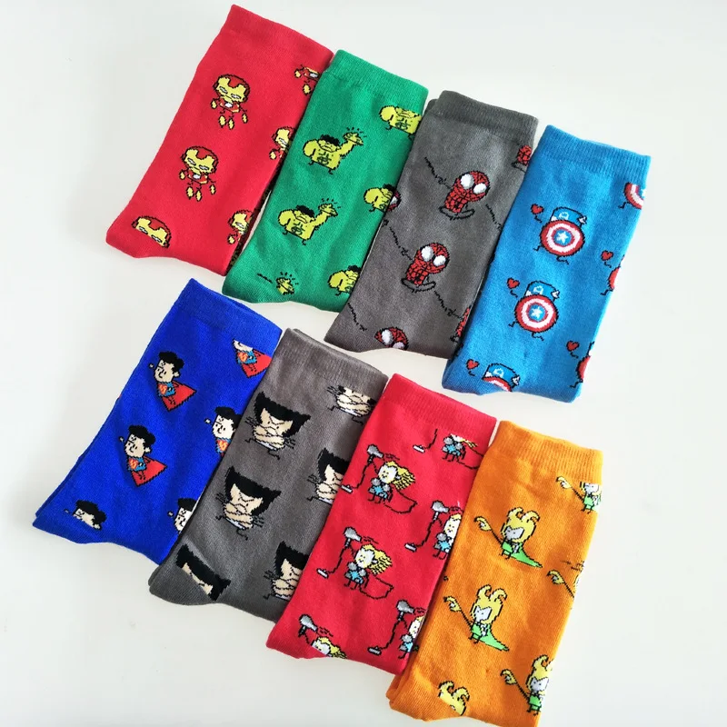 

Marvel Comics Cartoon Socks Men's Cotton Funny Socks Wholesale, Picture