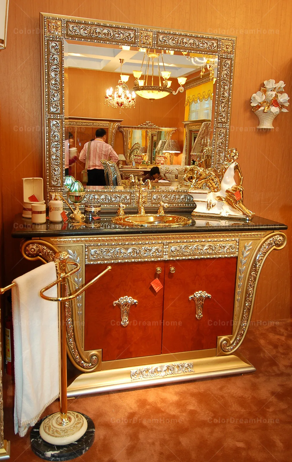 Rococo Design Luxury Marble Top Wooden Bathroom Vanity| Alibaba.com