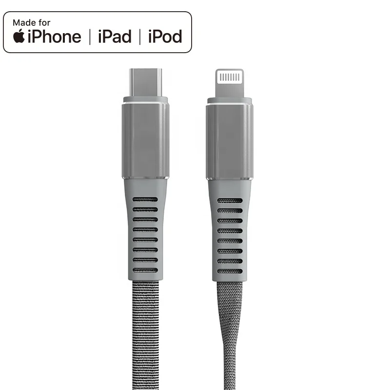 

MFi certified original data cable USB type c to lightning fast charging for iphone 12 cable, Grey/black/white