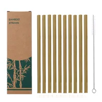 

10 Packs Reusable Eco Friendly Organic Natural Drinking Bamboo Straw with Custom Logo