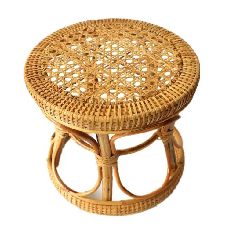 

Hand woven stool Holder rattan bamboo stool retro simple household round stool