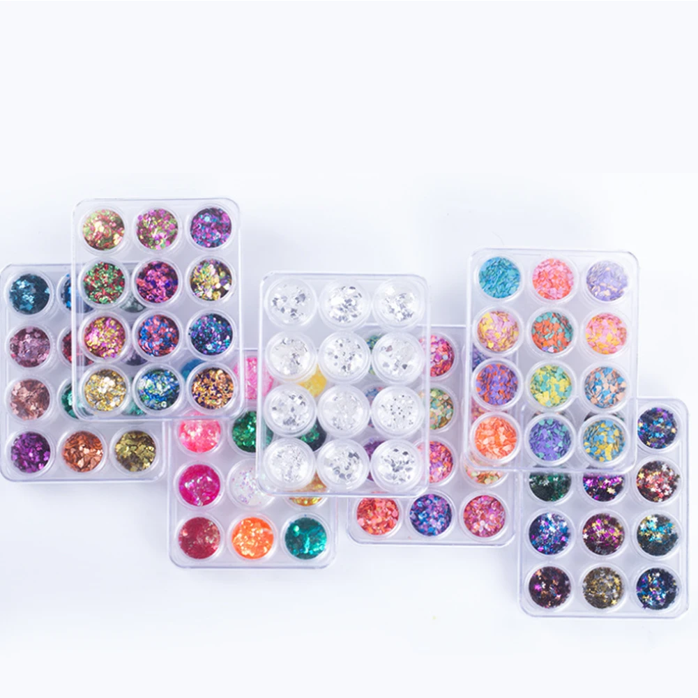 

IMAGNAIL Hot Sale 6 Designs 12 Colors Set Ultrathin Heart Star Dot Shaped Glitter Nail Art for Nail Art Decoration