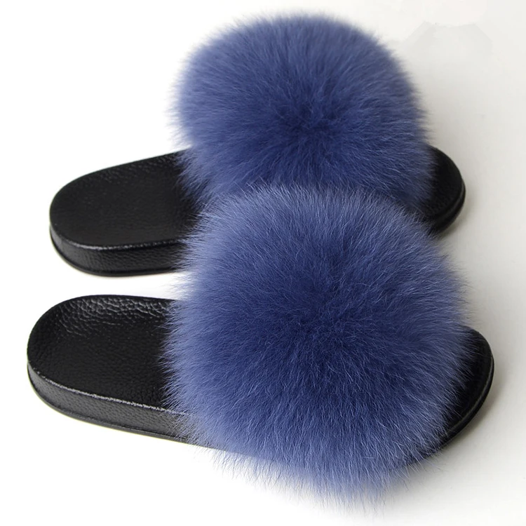 

Jtfur Indoor Fur Slides Women Flats Real Fuzzy Winter Slippers Wholesalers with Real Fur Furry Slides, Customized color