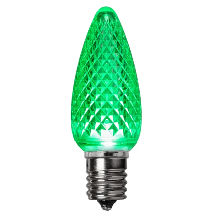 G100power Commercial C9 LED Green Faceted Christmas Light bulbs Outdoor