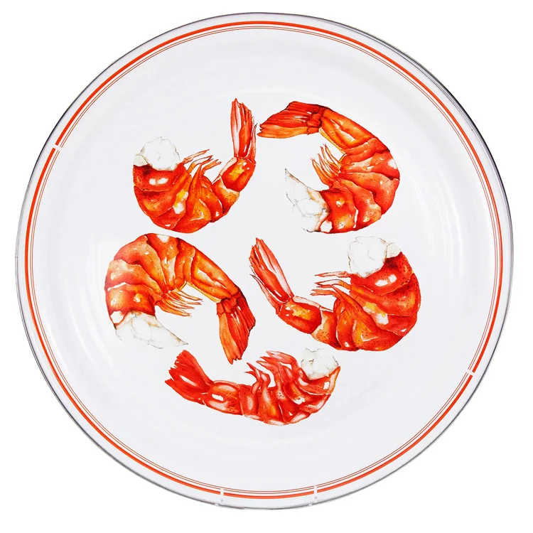 

2020hot Wholesale restaurant enamel metal dinner round plates bowl with custom logo design, Red, yellow, white
