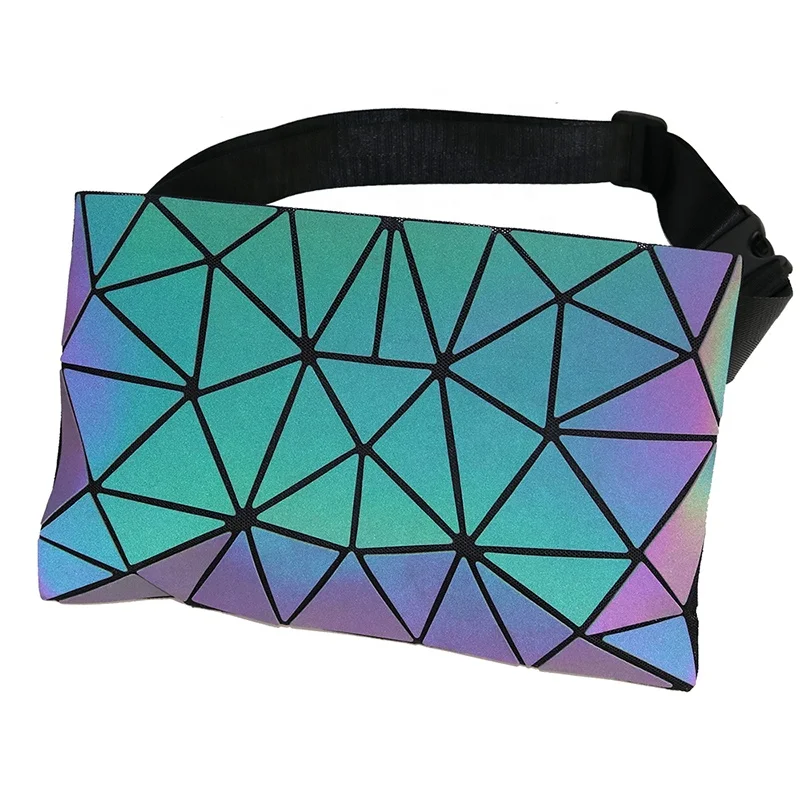 

Hot Sale Reflective Geometric Luminous Waist Bag For Women