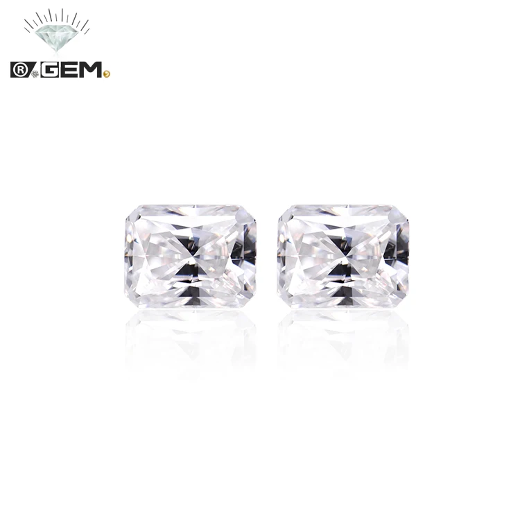 R.GEM. Factory Waist Size VVS D Color 70 Facets Rectangular Radiant Cut Gemstone Certified Diamond