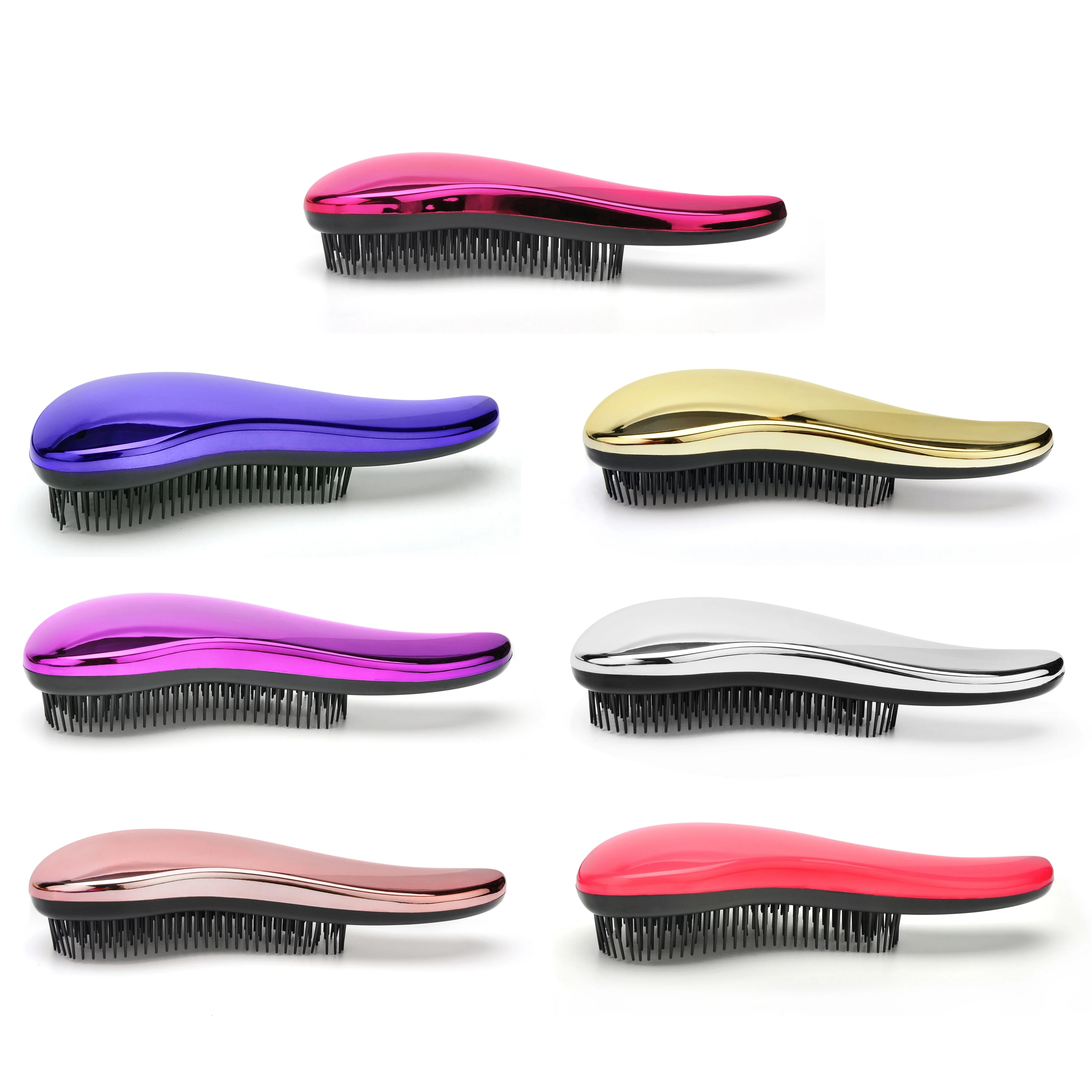 

Magic Anti-Static Hair Brush Handle Shower Plastic Electroplate Comb