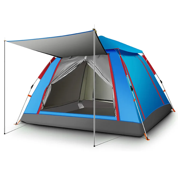 

Outdoor Fibreglass Backpacking 3-4 People Automatic Large Family Waterproof Tent, Blue,army green, ink green