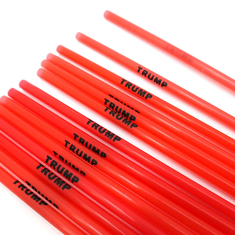 

Q1299 6 x 260 mm Trump Straws 2020 MAGA Election Version Red and Black Thick Reusable Bar Accessories, 9 color