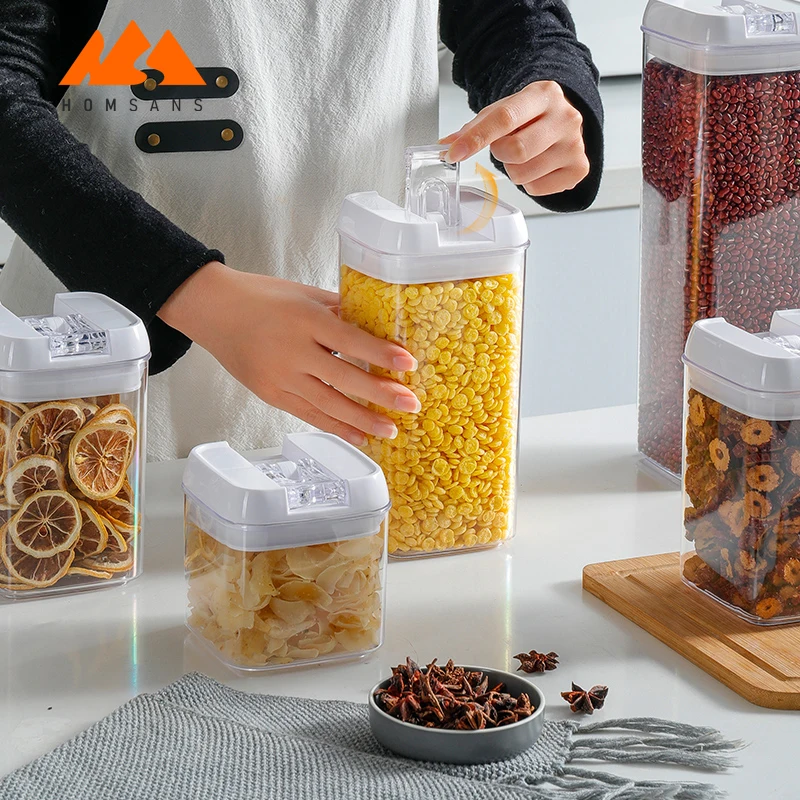 

Transparent Food Grade 7 Pack BPA Free Rectangle Airtight Kitchen Storage Food Box Container With Lids Cereal Container sets
