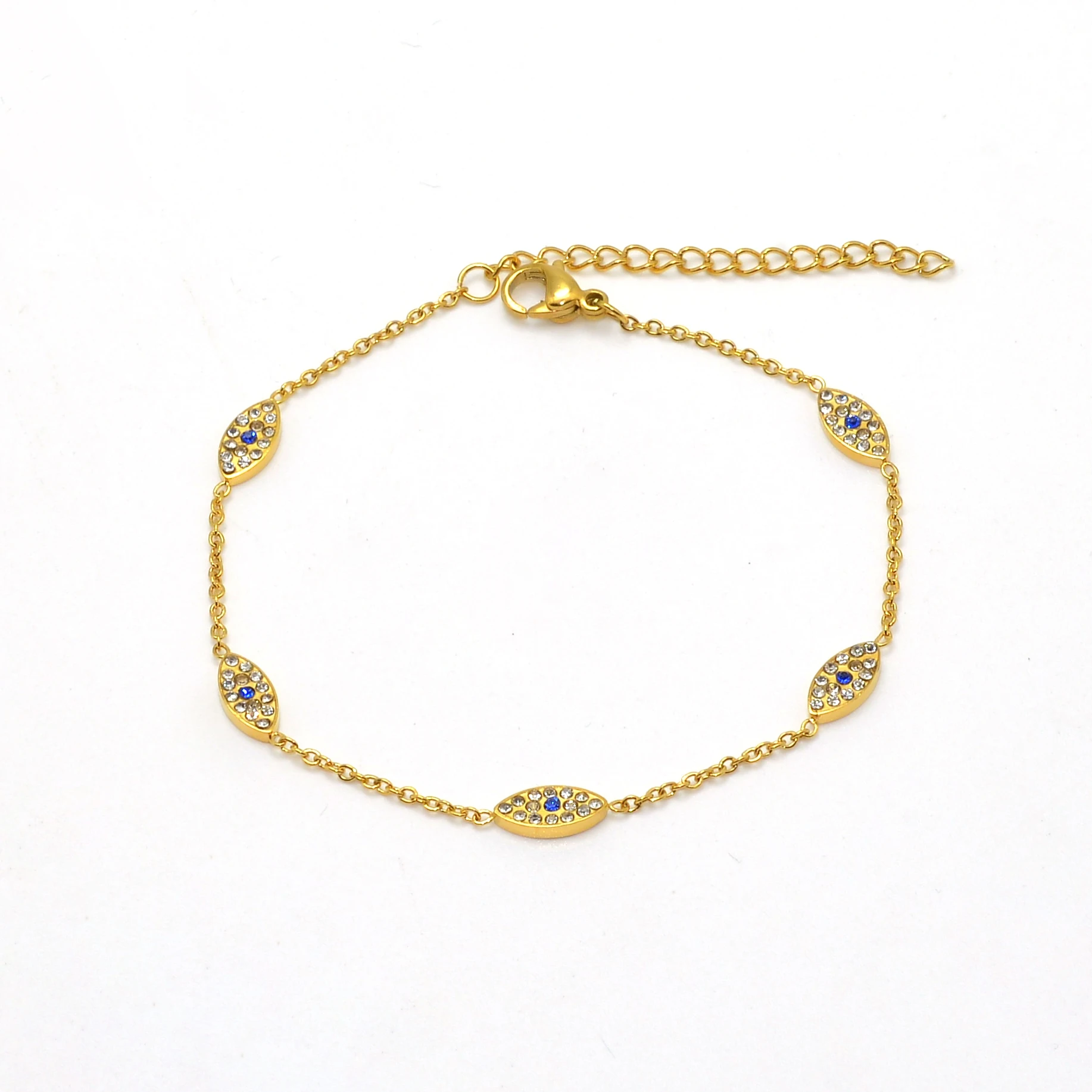 

Yazky Colorful cz paved eye link chain silver gold plated 5mm bezel cz diamond girl women fashion evil eye bracelet, Customized color