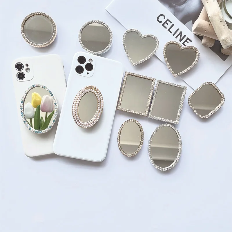 

For girls Mirror Mobile Phone Holder bling bling 360 Rotation Phone Stand Grip Folding Phone Socket Custom LOGO