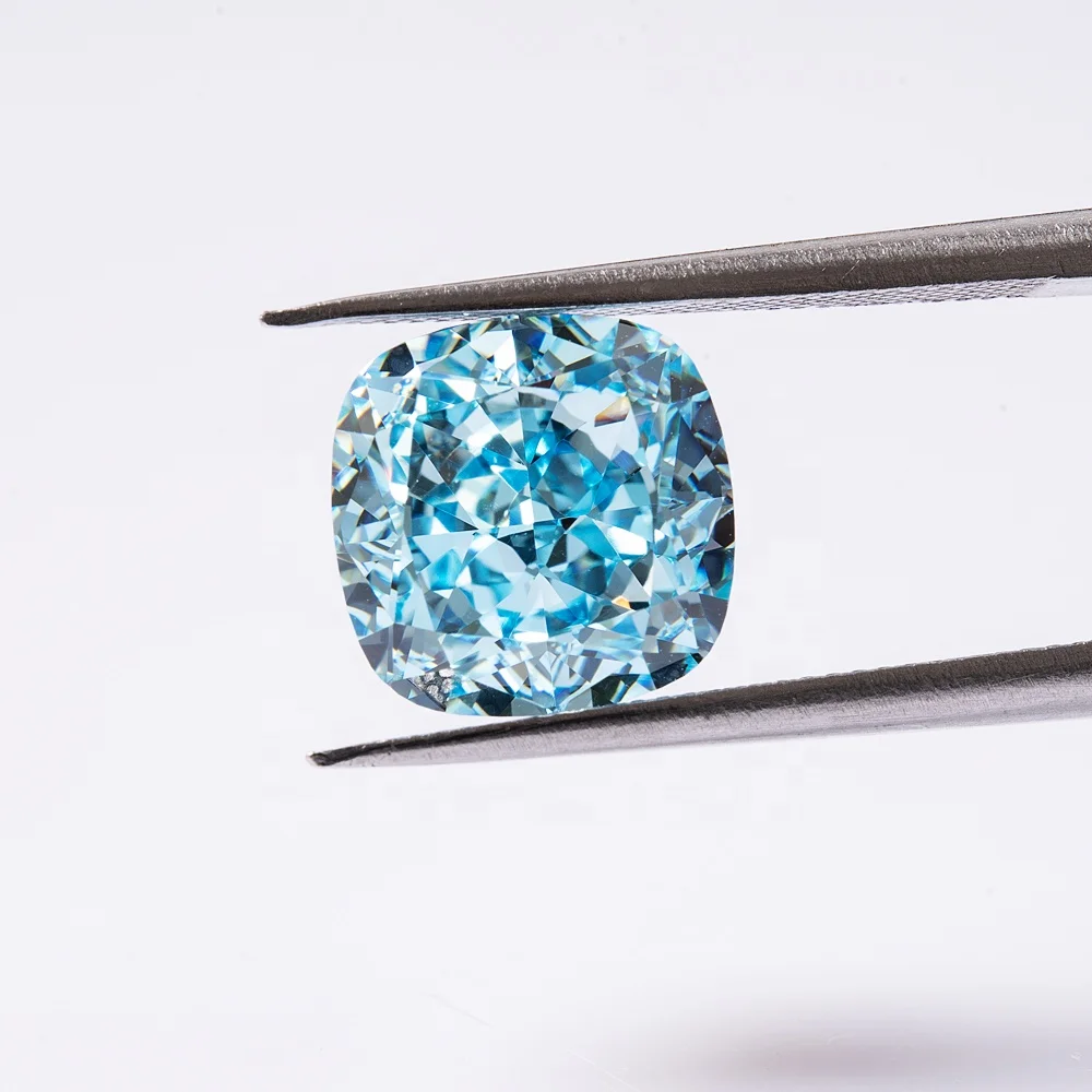 

Factory Price 8.5mmx8.5mm Blue Crushed Ice Cut Cushion Shape Loose Gemstone Cubic Zircon For Jewelry Making