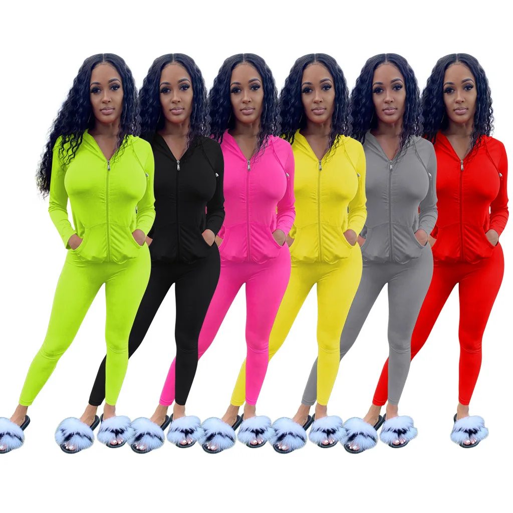 

Wholesale Custom front hoodies casual tracksuits jogger outfits two piece pant set