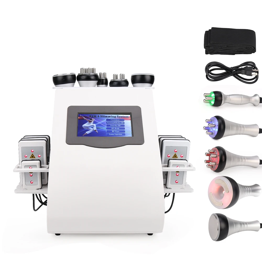 

white body 6 in 1 sshape machine 40k ultrasonic cavitation vacuum RF cellulite removal lipo laser beauty machine