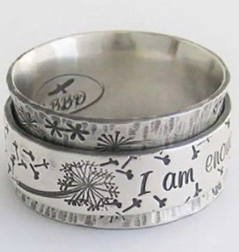 

2021 New Design I Am Enough Rings Fashion Retro Ring Couple