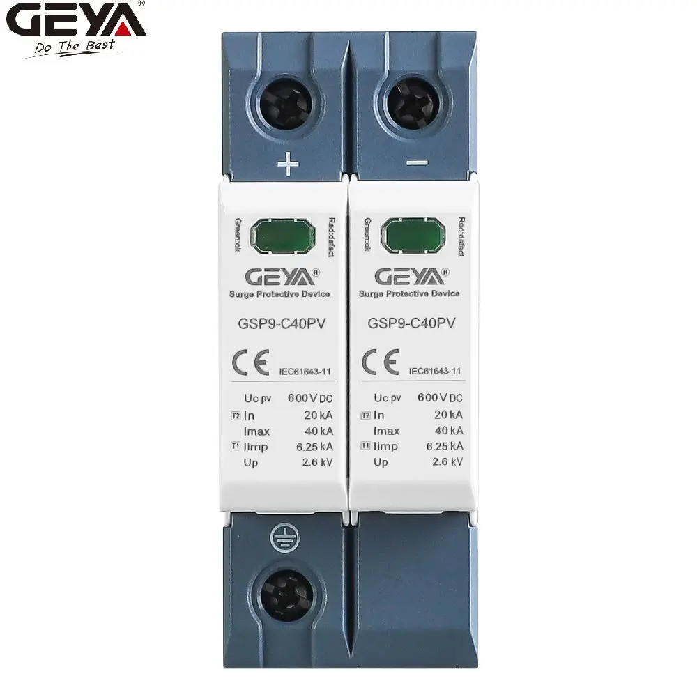 

GEYA GSP9-C40PV 2P dc spd type 2 1000v suppressor spd protection device power surge protector whole house surge protector