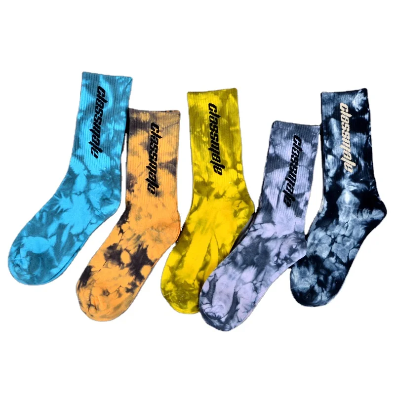 

New Trending Custom Socks Tie Dye Rib Cuff Crew Cotton Popular boys tie dye socks, 5colors/custom