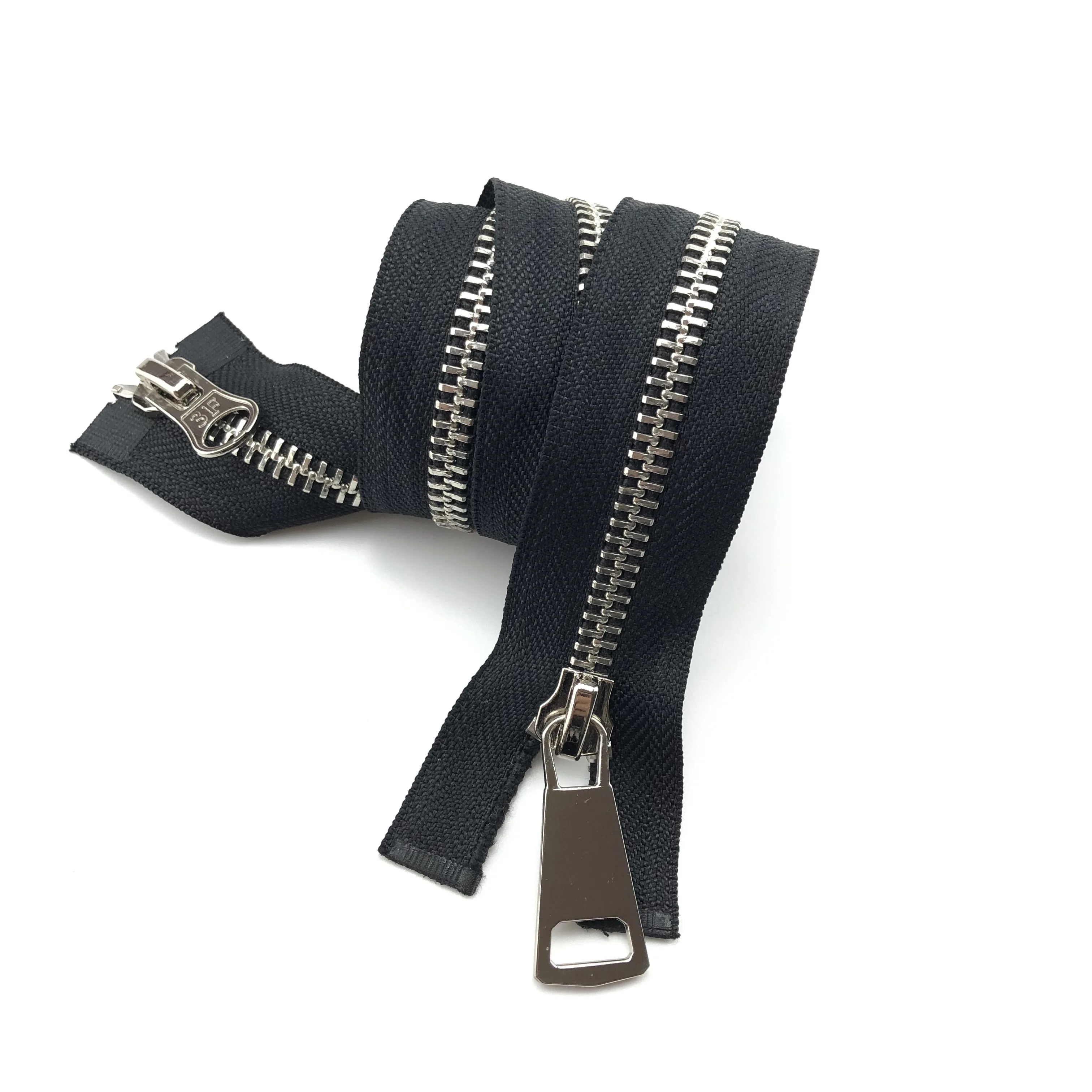 

#8 Open End Two Way Silver Platinum Metal Zipper Double Side With Slider, Customised
