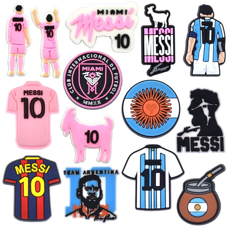 

popularity inter miami messi pvc croc charm pink barca inter miami messi shoe charm for croc new pink miami messi