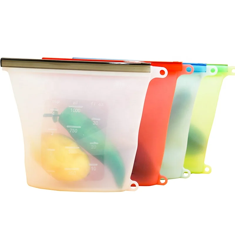 

500ML/1000ML/1500ML Wholesale cheap leakproof food grade Fresh Sealed Reusable Food Grade Silicone Food Storage Sandwich Bag, Clear,blue,green,red