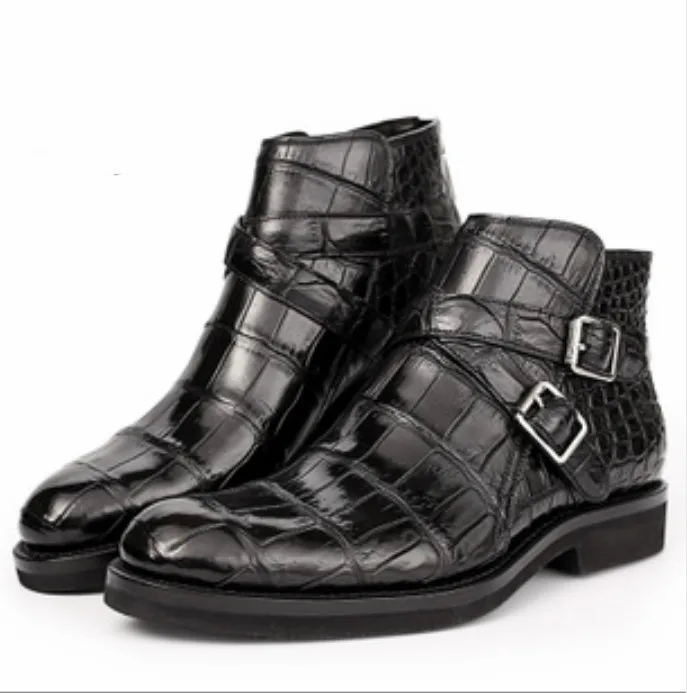 

Men's boots 2021 New Retro round head casual men's boots buckle belt low boots drop shipping, Balck