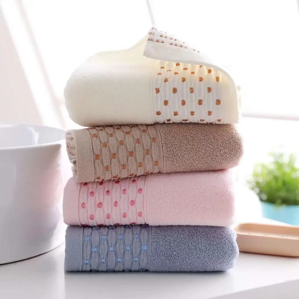 
China wholesale dot cotton home bath towel face towel 34x75,110g 