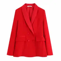 

Formal style red color long sleeve good quality women blazer fashion workwear