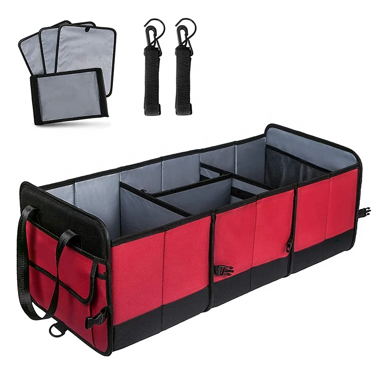 Collapsible Portable Multi Compartments Car Trunk Organiser With Non