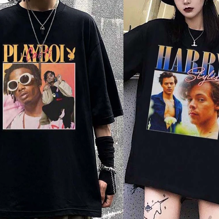 

Men's Tshirt Unisex Rap Tupac Playboi Juice Wrld Lil Peep Short Sleeve 2 PAC T Shirt Hip Hop Streetwear T-shirts Harry Style