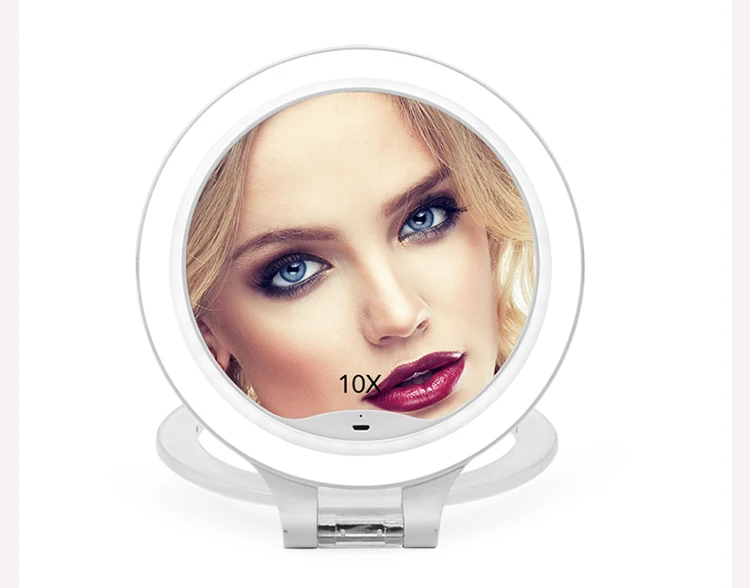 

private label custom logo women plastic magnify dimmable led lighted makeup mirror light