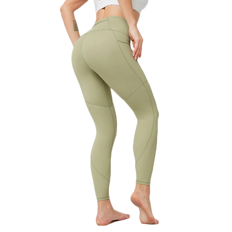 

2020 high waist sports legging with pocket for women fashion workout stretch pants plus size elastic fitness leggings