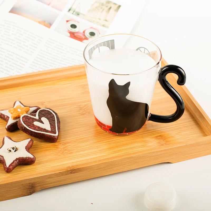 

New Type heat resistance decal creative cat glass coffee cup 300ml