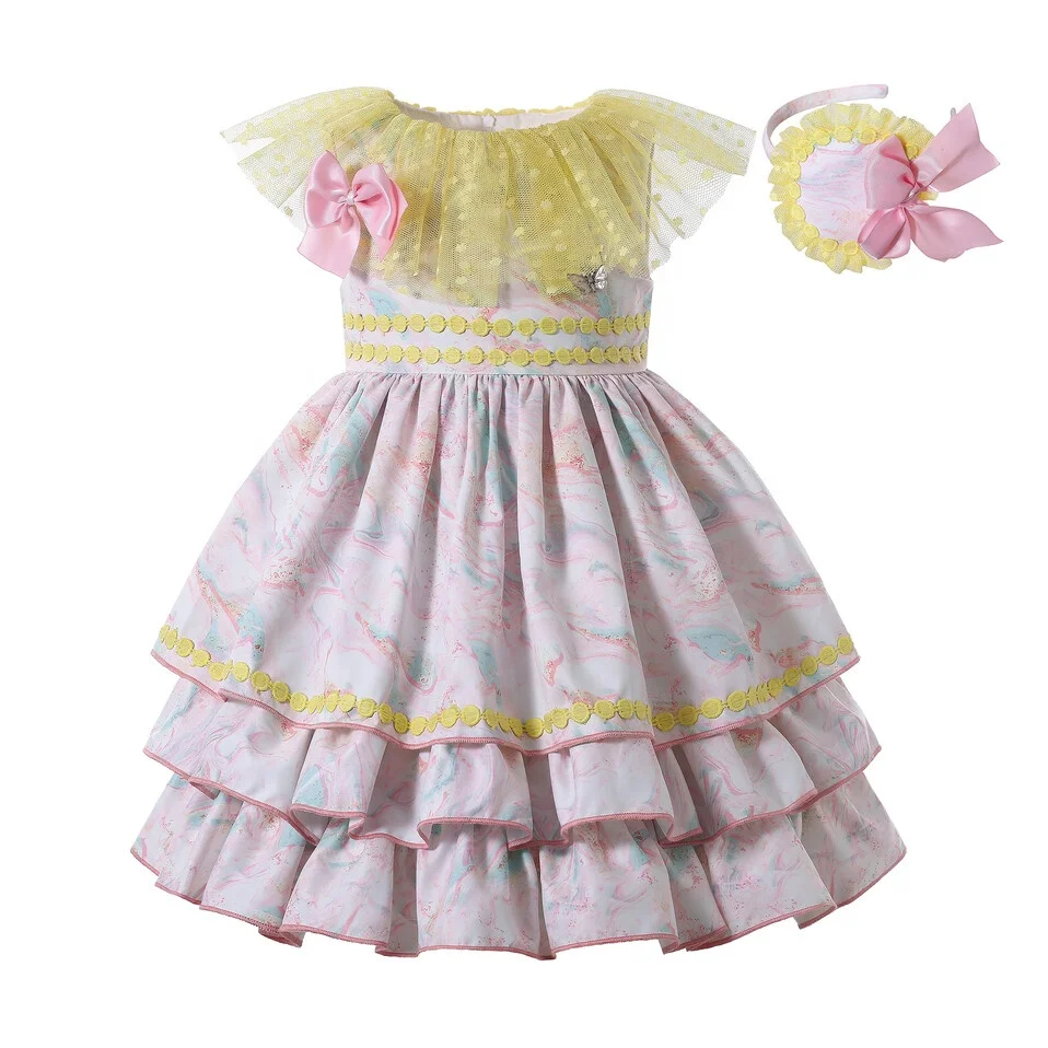 

Pettigirl Baby Boutique Easter Dress for Kids Fluffy Sweet Girl Fower Dresses Children Princess Clothes