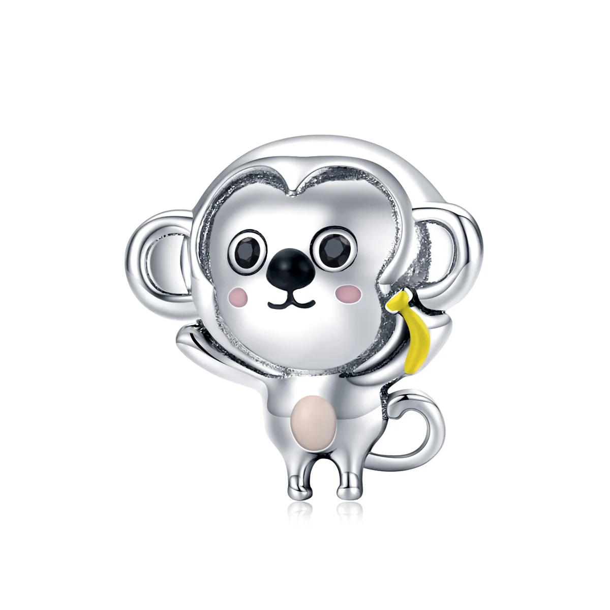 

cute monkey with banana 925 silver metal beads charm for DIY jewelry