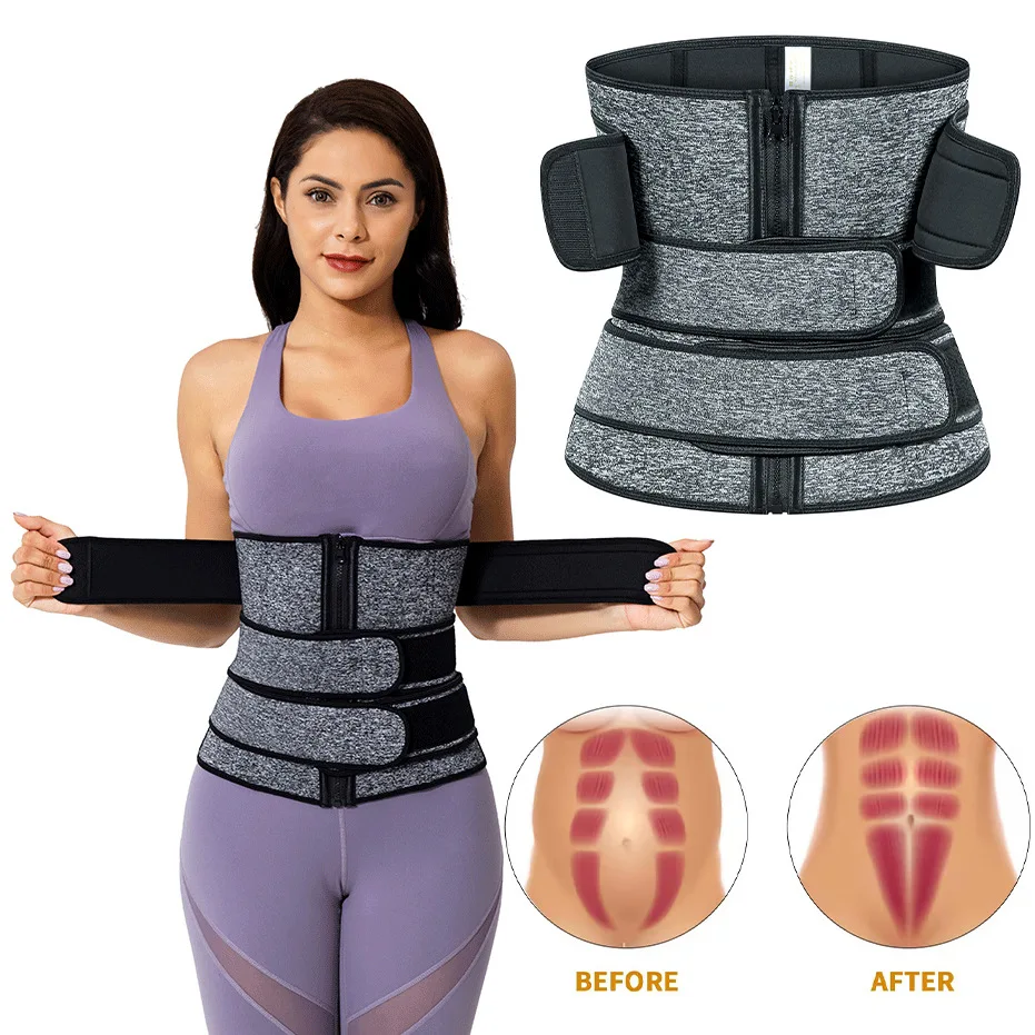 

Wholesale Best Private Label Custom Logo Latex Slimming Corset Steel Boned Colombian Shaper Double Belt Waist Trainer, Gray