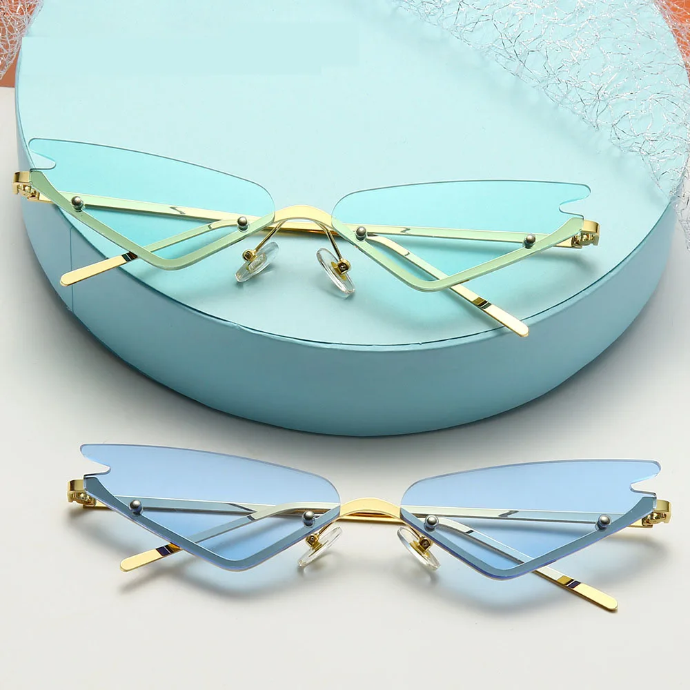 

2021 Personality Rimless Triangle Frame Sunglasses for Men and Women, 6 colors
