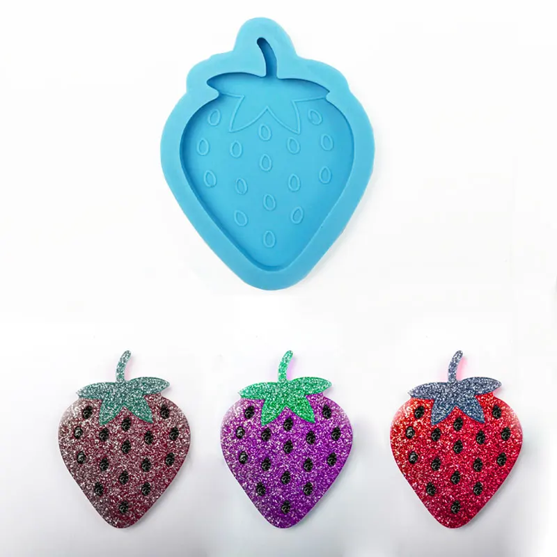 

02003 Shiny Strawberry mold Silicone for Keychains Epoxy Craft jewelry making Molds DIY Handmade Charms Mould