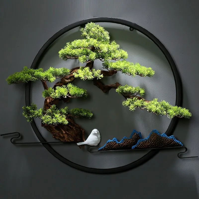 100cm Pine Tree Bird Hangings Sofa Background Wall Decoration Creative Restaurant Porch Painting Wall Decoration Art Pendant