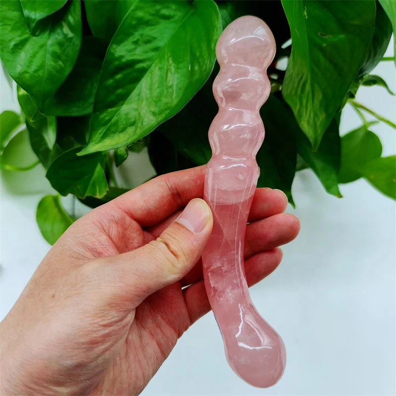 

Natural Rose Quartz Massage Wand Big Crystal Dildos Female Healing Stick