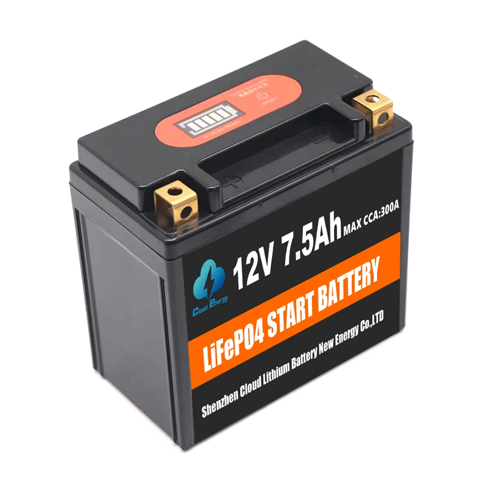 

12V 7.5Ah Lifepo4 Rechargeable Battery Pack For 125-2500cc Motorcycle battery or Engine starting battery