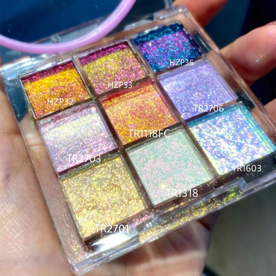 

9colors Color In Stock Multichrome Pressed Iron Pan Eyeshadow Pigment Duochrome Multi Chrome Pigments Chameleon Effect pan