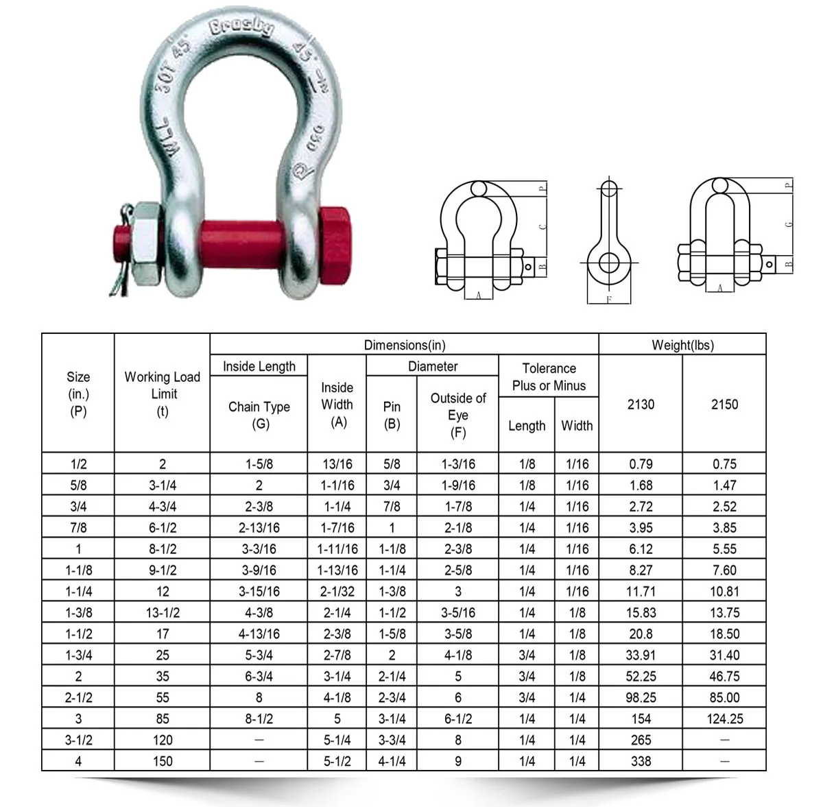 Made In China Us Type Galvanised Carbon Steel G2130 Bow Shackle - Buy ...