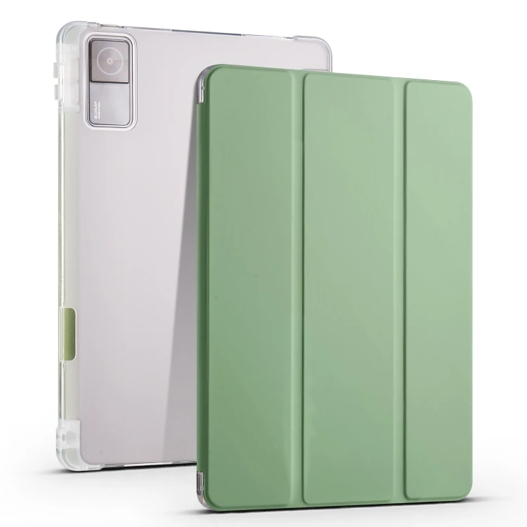 

For Xiaomi Redmi Pad 10.61 3-folding Transparent TPU Smart Leather Tablet Case with Pen slot