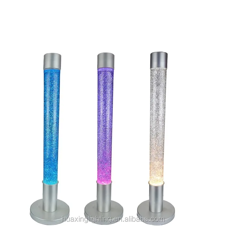 
E14 Colorful green cylindrical fluorescence liquid bubble metal hotel glitter table top floor standing motion lava lamp 